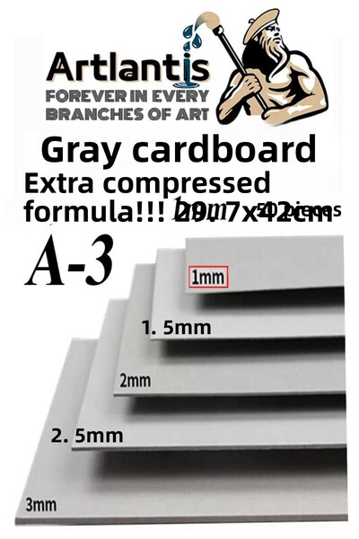 Artlantis A3 Cardboard Gray 1.0mm 50 Pcs 1 Pack 29.7X42 cm A-3 Cardboard 1.0 ...