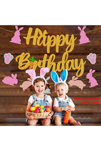 MFM مجموعة من قطعتين من لافتة الخط والديكور على شكل أرنب من إيفا