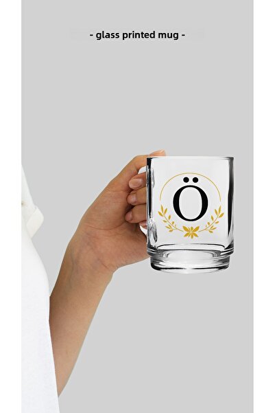 Bytwo TRANSPARENT GLASS CUP WITH LETTER Ö - camk123