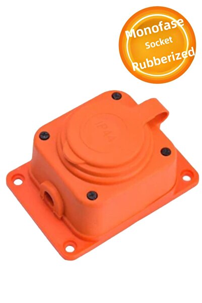 Badem10 Orange Single Single Phase Rubber Garden Plaster - Outdoor Protected Socket with Cover