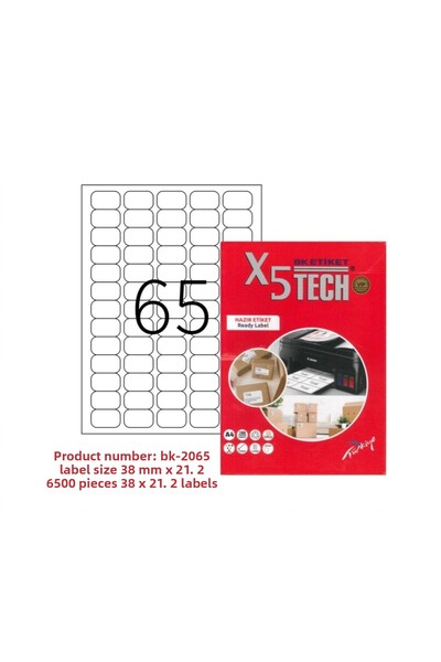 Generic Brand Bk-2065 Laser Label 38.1 X 21.2 Mm 65 Labels in 1 A4 Sheet 100 ...