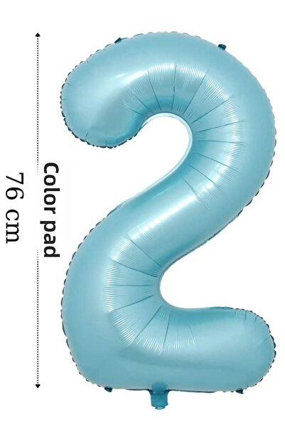 renk party Foil balloon number 2 helium balloon 76 cm blue color - 2 years ol...