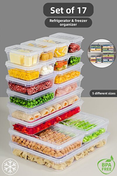 Meleni Home 17 Piece Transparent Lid Microwave Compatible Storage Container Set - Organizer Organizer Food Storage Container