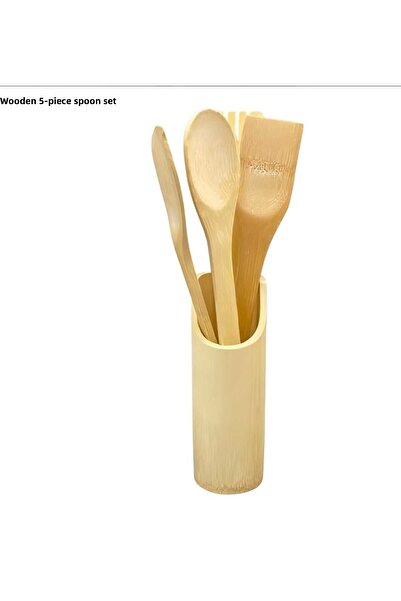 MEHAY HOME 5 Piece Wood and Bamboo Cutlery Set - Counter Top