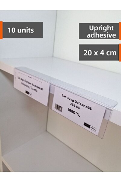 Şeffaf Etiket ملف تعريف حامل ملصقات مقاس 20 × 4 سم - 10 ملصقات لاصقة مع اسم ا...