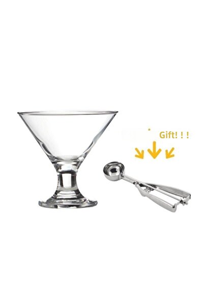 Paşabahçe وعاء حلوى الآيس كريم 6 قطع من آيس فيل 440410 مع ملعقة آيس كريم كهدية