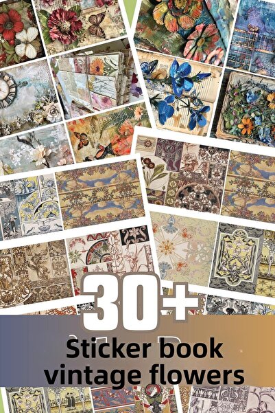 Postifull 30 Pieces of Vintage Sticker Book - Large Size Sticker Set, Stamp Journal Sticker Book