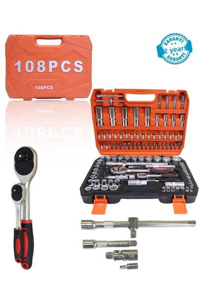 RETOOLS طقم مقابس كروم فاناديوم مكون من 108 قطع