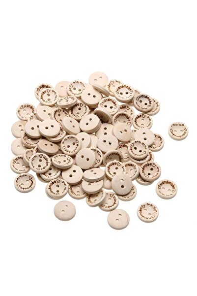 İthal 100 bucăți 25 mm butoane rotunde din lemn scrisă manual