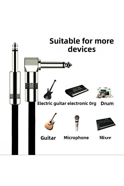 Erga Müzik كابل جاك جيتار ذو طرف فولاذي مسطح/L 10ft-3m كابل جاك متوافق مع مكبر الصوت والقيثارة الكهربائية