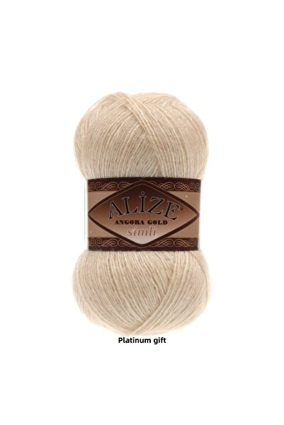 Alize ( 5 قطع ) أنجورا جولد لامع 67 حجرًا من خيوط الحياكة اليدوية سترة كارديجان وخيط وشاح سترة