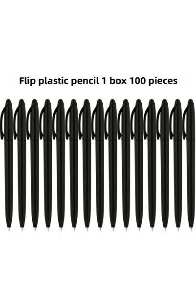 KALE PROMOSYON قلم حبر جاف بلاستيكي 100 قطعة قلم حبر جاف يكتب اللون الأزرق