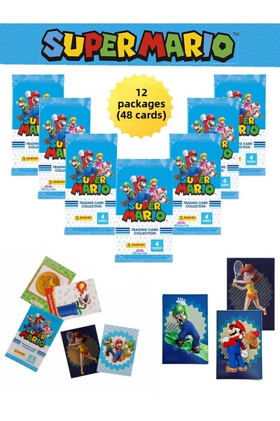 hediyecik بطاقات تداول بانيني سوبر ماريو، 12 عبوة (48 بطاقة)
