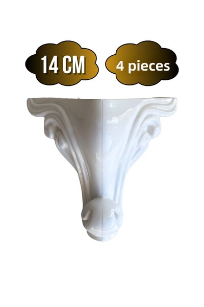 DSYapıAksesuar Picioare din plastic alb cu model Sultan Lükens, 14 cm, pentru mobilier, masă și dulap (14 cm) (ALB) (4 bucăți)