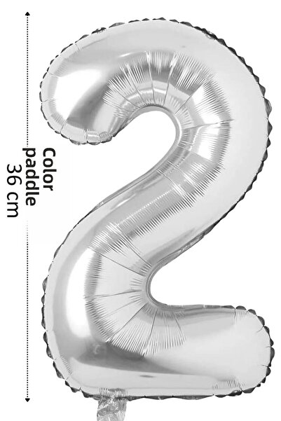 renk party Foil Balloon 2 Number Helium Balloon 36 cm Silver Color - 2 Years ...