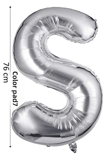 renk party Letter S Helium Balloon 76 cm Silver Color - Foil Balloon