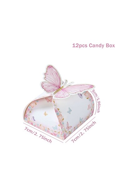 Choice 12pcs W9100-253 12pcs Candy Gift Box Purple Pink Butterfly Birthday Party Decorations Wedding Suppli