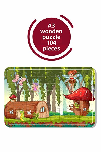 Baskı Atölyesi أرض الحكايات الخيالية الجنيات A3 104 قطعة لغز خشبي