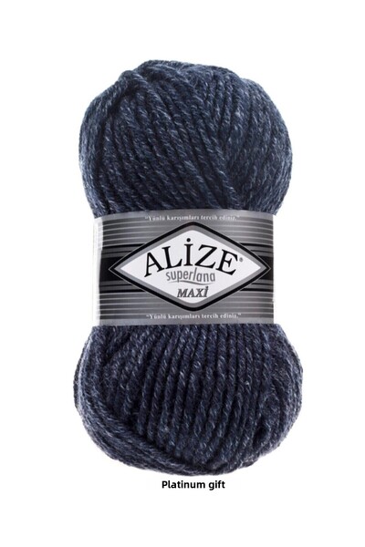 Alize (5 قطع) سوبرلانا ماكسي 805 خيوط حياكة يدوية زرقاء متنوعة سترة صوفية خيط لحمة سترة