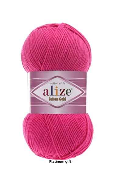 Alize 5 قطع) قطن ذهبي 149 فوشيا خيوط محبوكة يدويًا سترة سترة خيط وشاح سترة