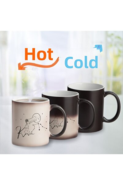 Hediyesepeti كوب بورسلين سحري هدية لصديق برج الدلو - كوب مطبوع عليه علامة زودياك