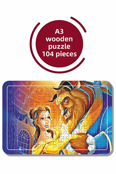 Baskı Atölyesi لعبة ألغاز بيوتي آند ذا بيست A3 مكونة من 104 قطعة، منشار قطع