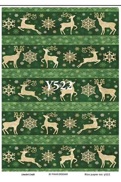 LİNEART Christmas Pattern Brass Decopage Paper No:Yilbaş522- 29X42Cm