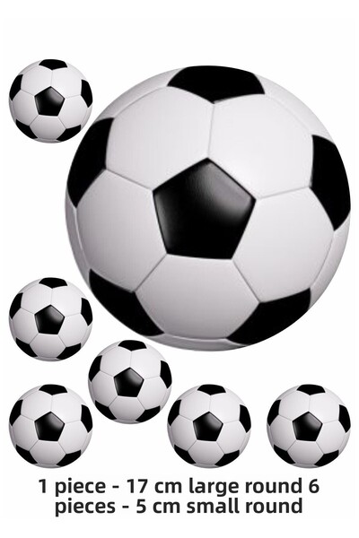 Atölye7Tasarım كرة القدم 7 قطع مقاس A4 زينة صالحة للأكل، طباعة ورق لب السكر والكعك