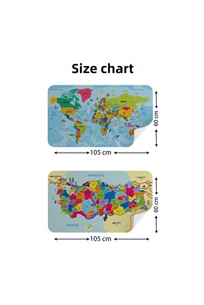 Harita Sepeti Educational and Instructional World and Turkey Map Children's Room Wall Sticker-3882