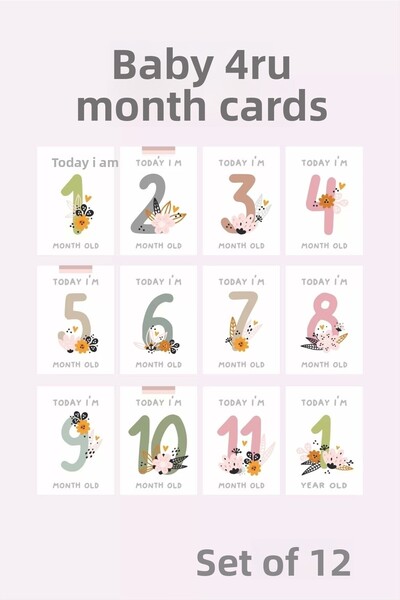 neşeli günlerim Card de memorie pentru ședințe foto lunare pentru bebeluși (flori)