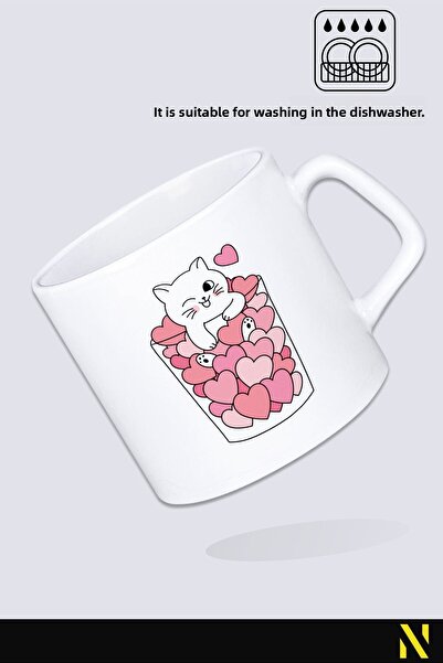 nilizma Heart Cat Patterned Mug