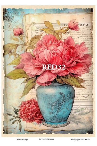 LİNEART ورق تزيين الأرز RED32 - 29x42 سم