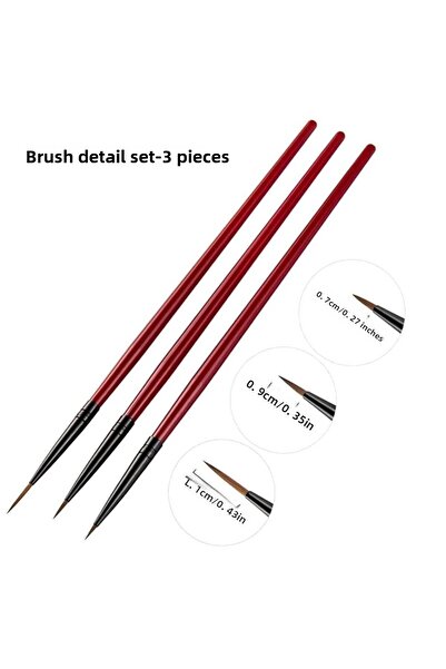 Sanathobi مجموعة فرش منقوشة ذات طرف رفيع باللون الأحمر - فرشاة ذهبية للأظافر والزينة 3 قطع
