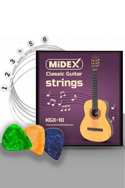 Midex Kgx-10 Classic Guitar String and Plectrums Set