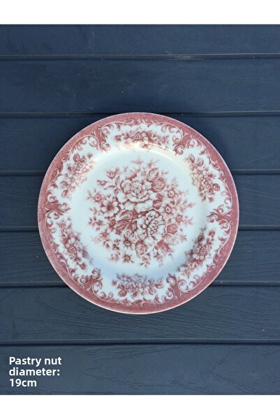 Pinkev طقم أطباق حلوى كيك من البورسلين مقاس 19 سم لـ 6 أشخاص - روزابيلا أحمر