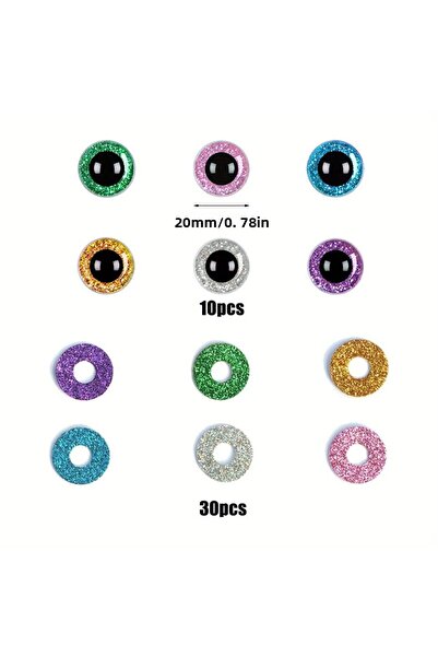 Choice عيون أمان لامعة مقاس 20 مم (40 قطعة)، عيون بلاستيكية مقاس 14-30 مم لدم...