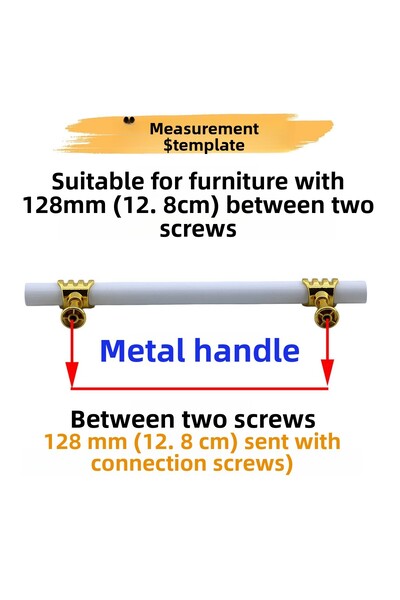 Badem10 Eylül Furniture Kitchen Drawer Cabinet Cabinet Handles Cover Handle Handle White Gold 128 mm Metal Handle