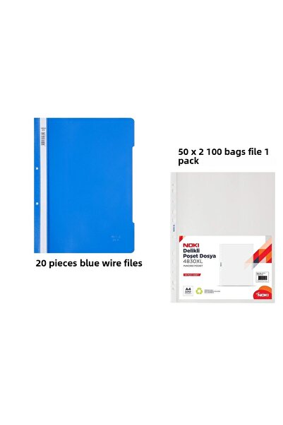 KarmaOfis Blue Wire Ring Set 3 (20 Pieces of Blue Wire Ring + 100 Pieces of Bag Files)