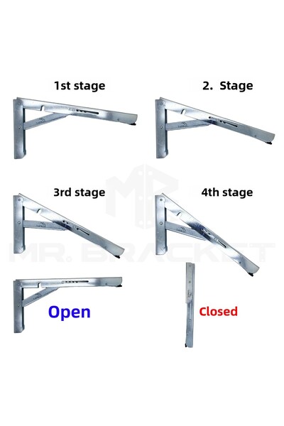 MR.BRACKET 40cm Zinc 1-Set - Foldable Desk Console & Wall Mounted - L Shelf Leg