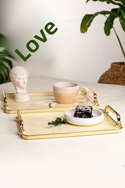 ALM HOME حامل عرض صينية كريم مكون من قطعتين أدوات مائدة منزلية للمطبخ وصينية القهوة والشاي