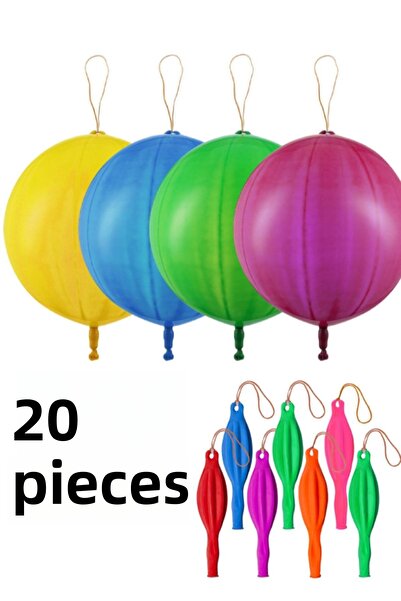 Öz-bal 20 Large Balloons - Elastic Bouncy Punch, String Ponch