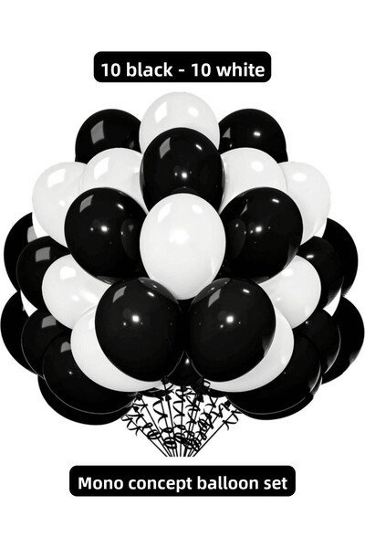 Bunloon مجموعة بالونات باللونين الأسود والأبيض |   20 قطعة من الديكورات ذات ا...