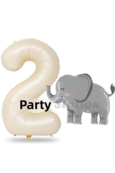 Parti Station مجموعة بالونات عيد ميلاد لطيفة على شكل فيل بعمر عامين - مفهوم س...
