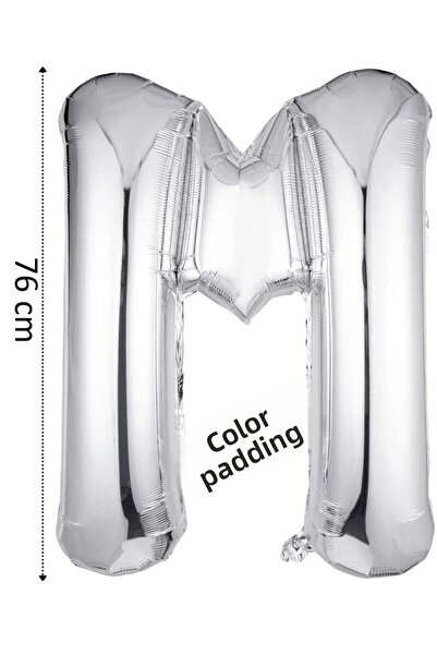 renk party Letter m Helium Balloon 76cm Silver Color - Foil Balloon