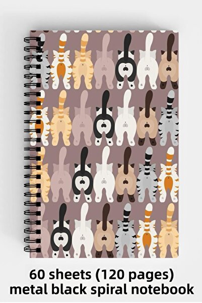Anime Marketi Cat Popes Design A5 Spiral Hard Cover Notebook 120 Sheets