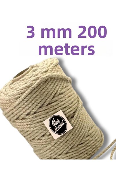 izmir Bitpazarı Σχοινί Ιπποφακίδας 3 mm 200 μέτρων - Σχοινί Κάνναβης - Σχοινί Διακόσμησης - Σχοινί Κάνναβης