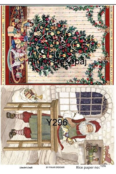 LİNEART ورق ديكوباج نحاسي بنمط عيد الميلاد رقم: YILBAŞ296 - 29X42 سم
