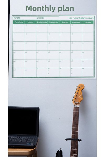 Farklı Bi Kağıt 85X56 cm Erasable Monthly Calendar Wall Planner - Non-Adhesive Perpetual Calendar (Office, Student)