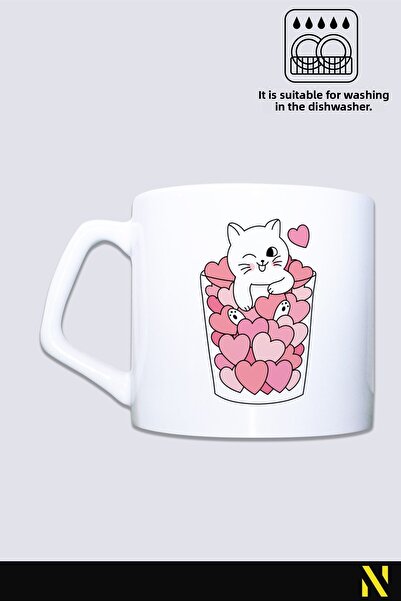 nilizma Heart Cat Patterned Mug