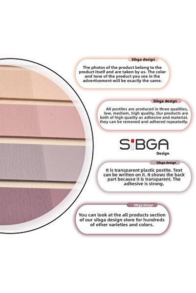 sibga tasarım Transparent Colored Post-It Note Paper - 200 Sheets Bookmark Sticker